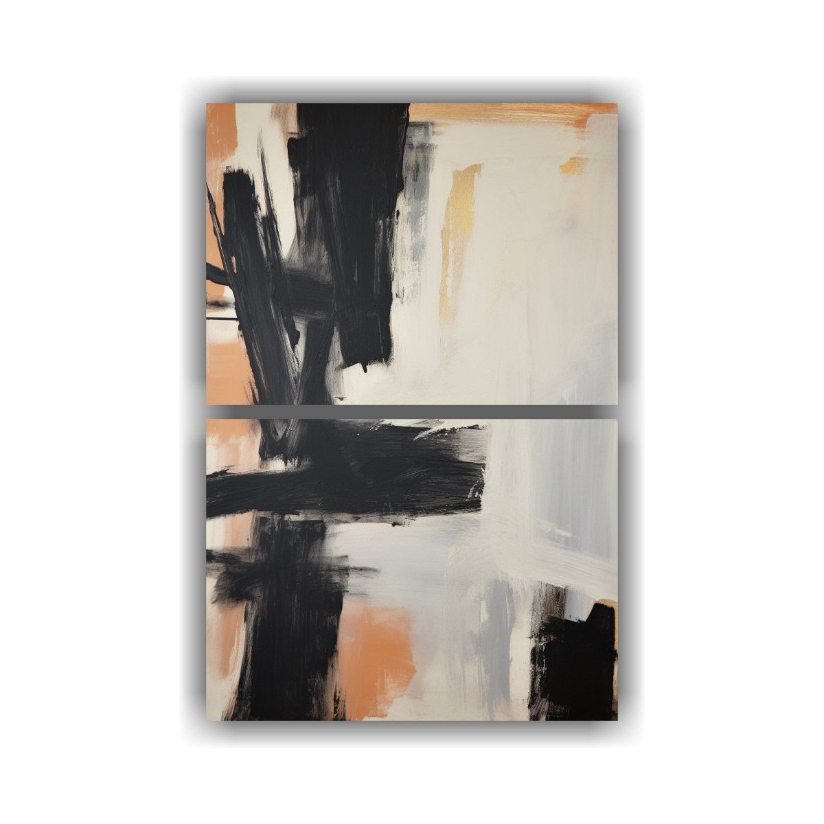 GENERICO - Set 2 Lienzos Tonos Lineales Pintura Abstracta 30x40 Cm