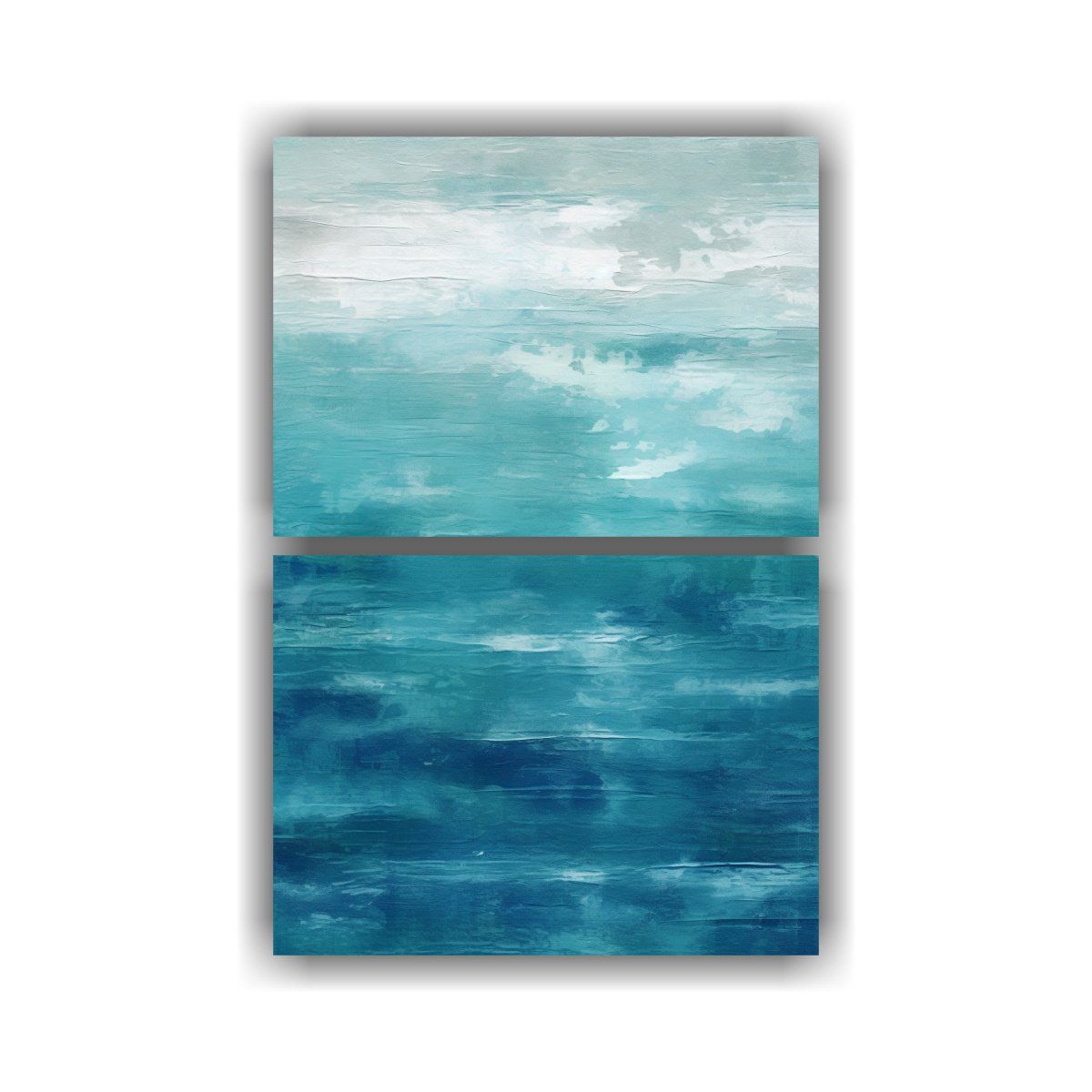 GENERICO - Set De 2 Lienzos En Colores Océano Azul Y Blanco 30x40 Cm
