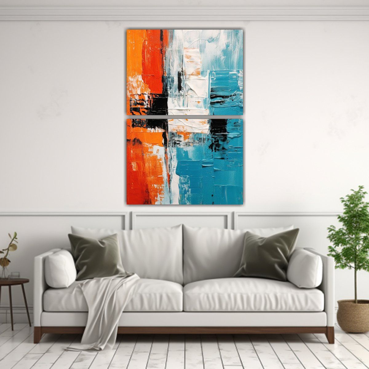 GENERICO - Arte De Pared Mágico Azul Naranja Blanco Set 2 30x40 Cm
