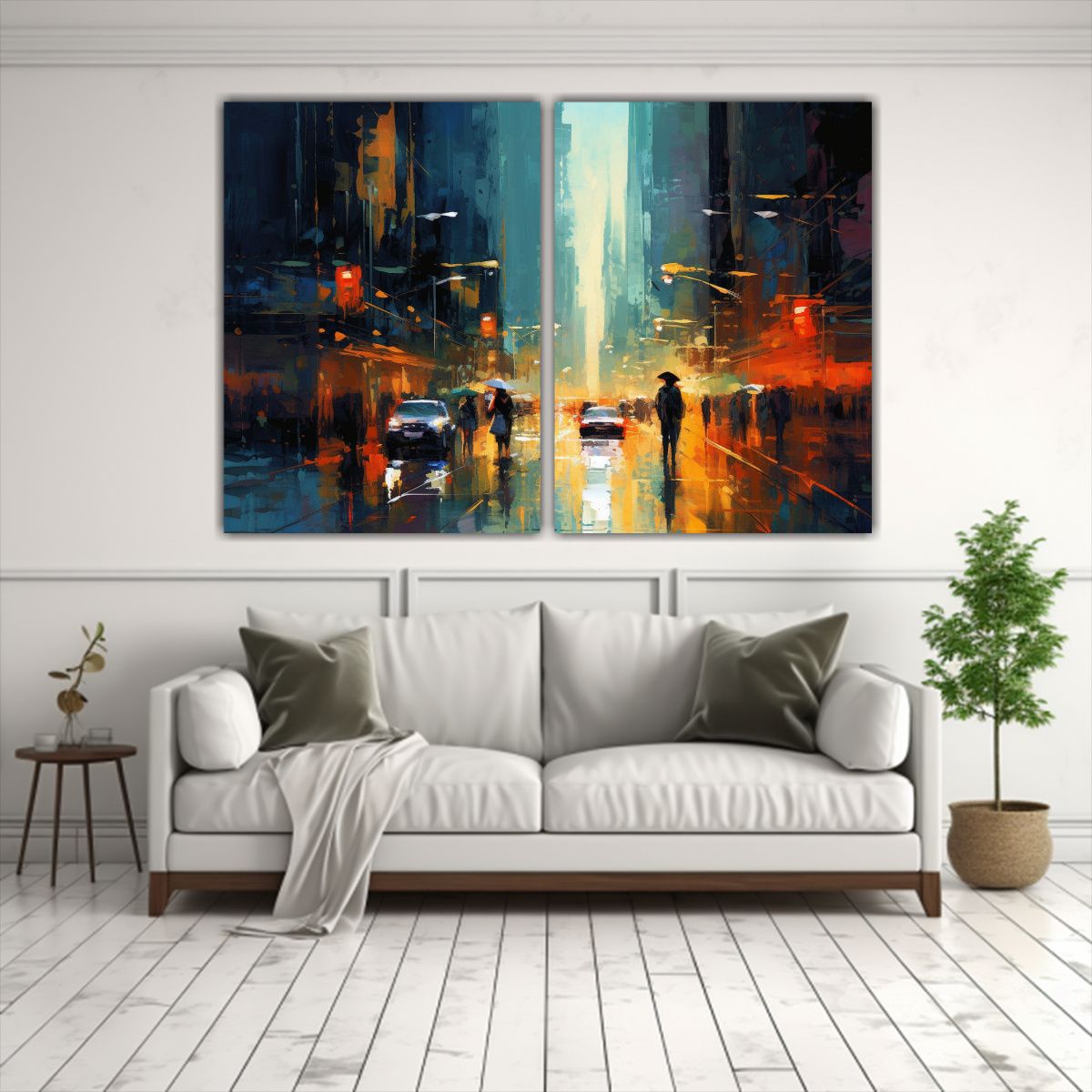 GENERICO - Cuadros Urbanos Nocturnos Con Luces Neón Y 80x60 Cm