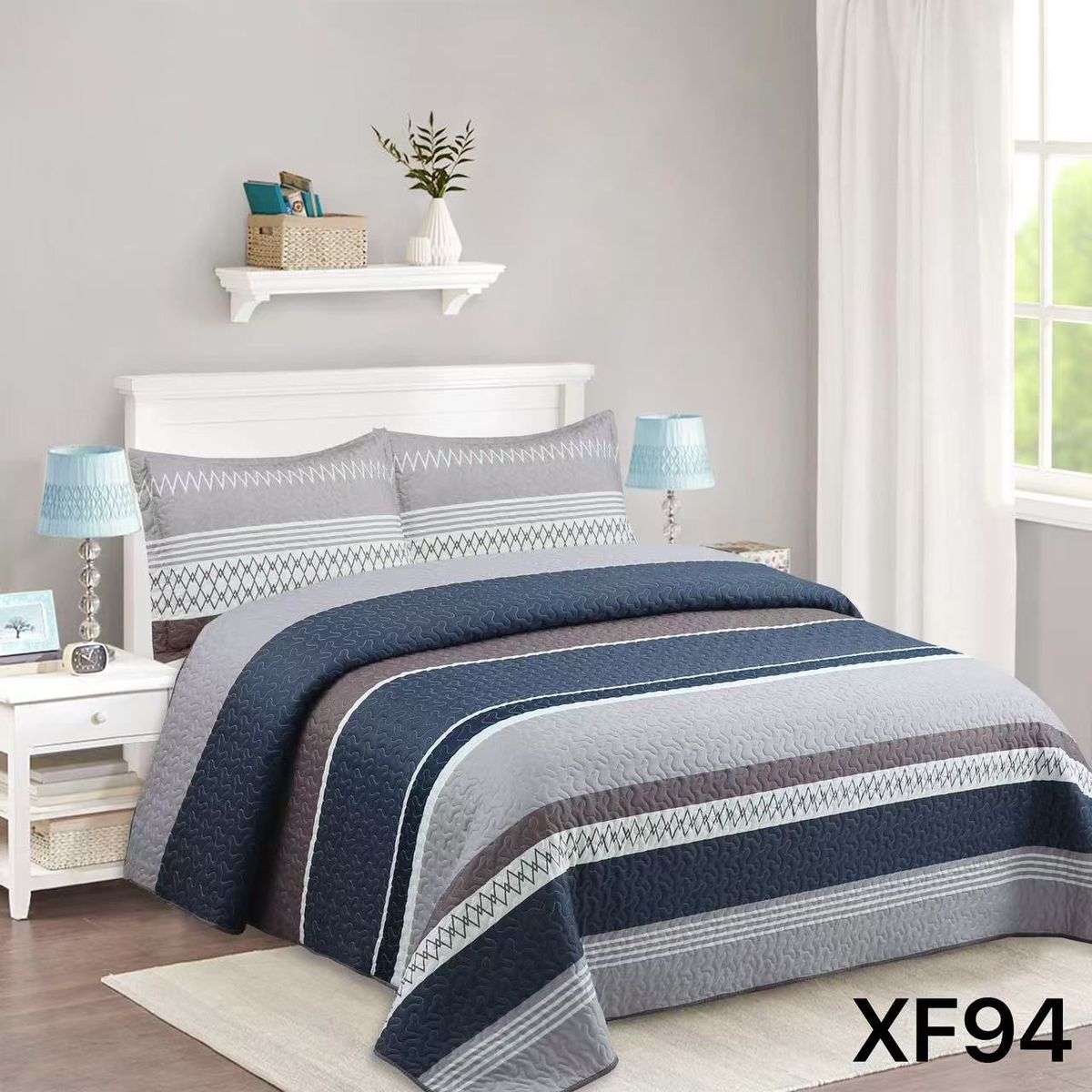 GENERICO - Cubrecama Quilt Verano 1.5 Plazas - Gris Matiz XF94