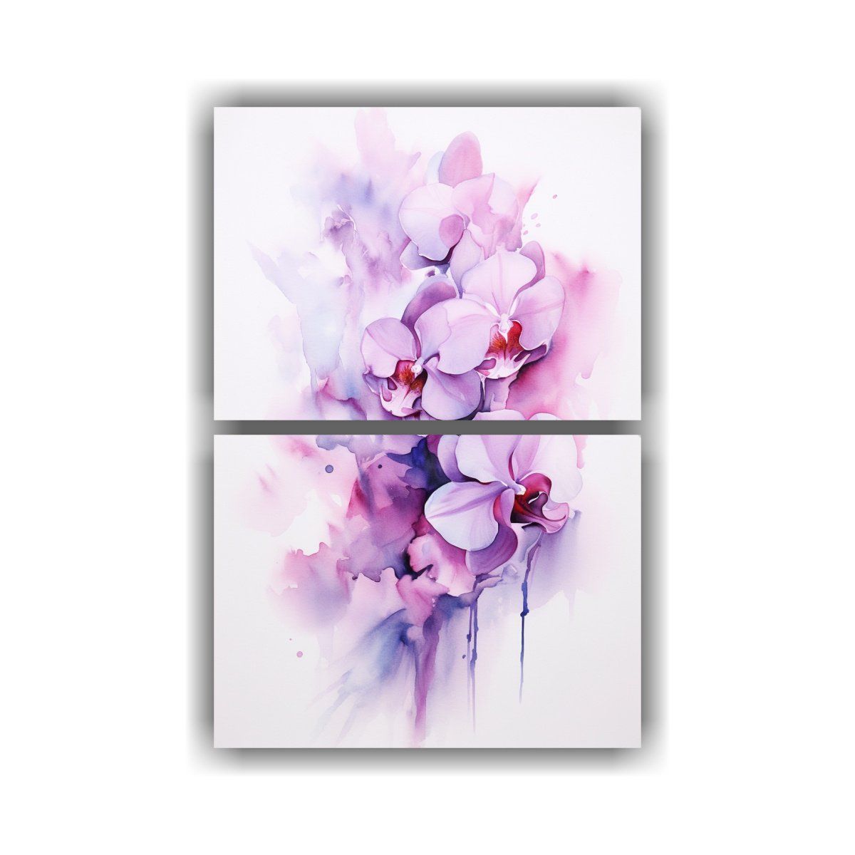 GENERICO - Cuadro Abstracto De Orquídeas Moradas En 30x40 Cm