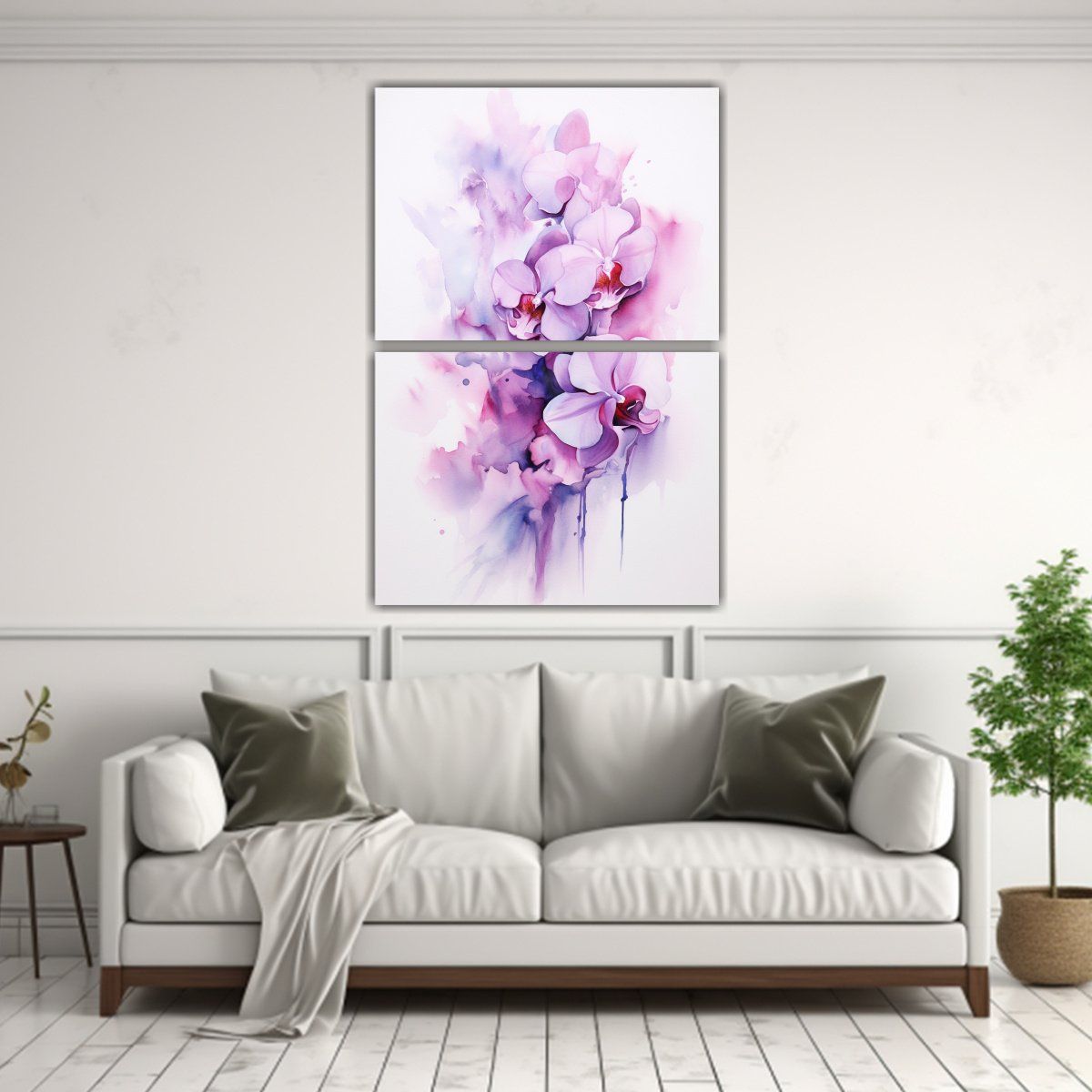 GENERICO - Cuadro Abstracto De Orquídeas Moradas En 30x40 Cm