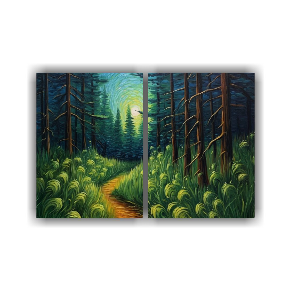 GENERICO - Cuadros Sala Bosque Y Hierba Al Anochecer 80x50 Cm