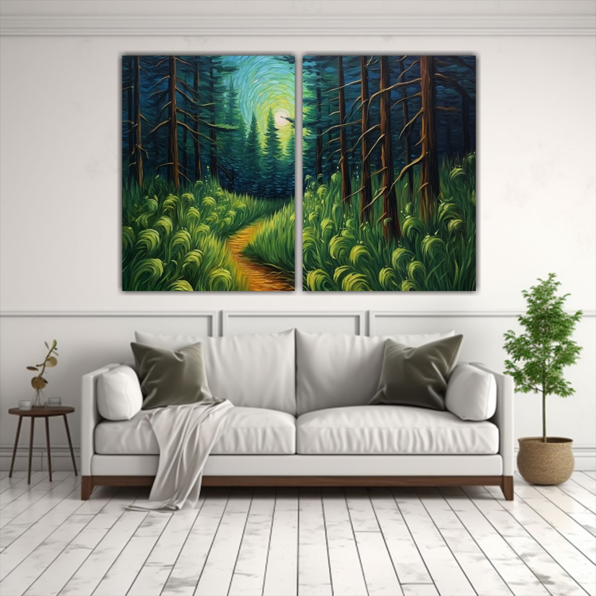 GENERICO - Cuadros Sala Bosque Y Hierba Al Anochecer 80x50 Cm