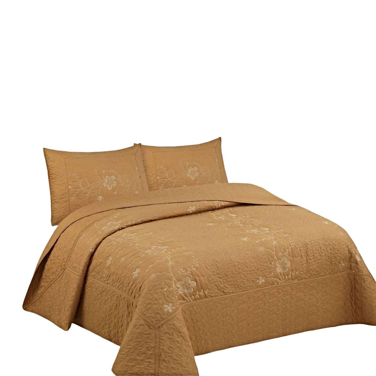 GENERICO - CUBRECAMA QUILT DE VERANO 2 PLAZAS BORDADO A7