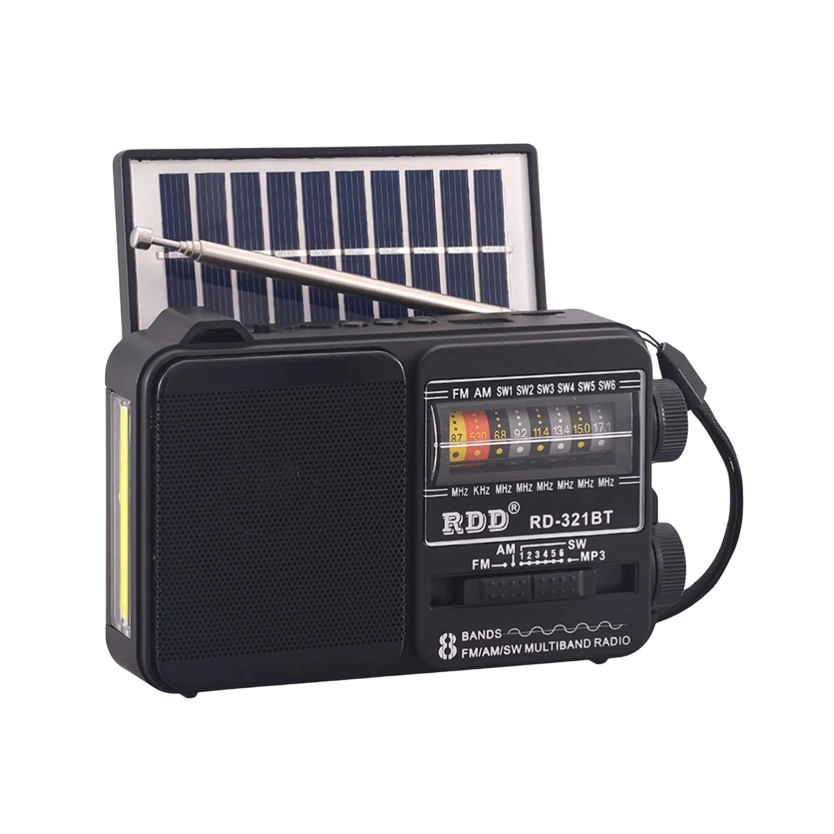 TECNOLAB - Radio Solar Portátil AMFMSW 5W LED Color Negro - SC