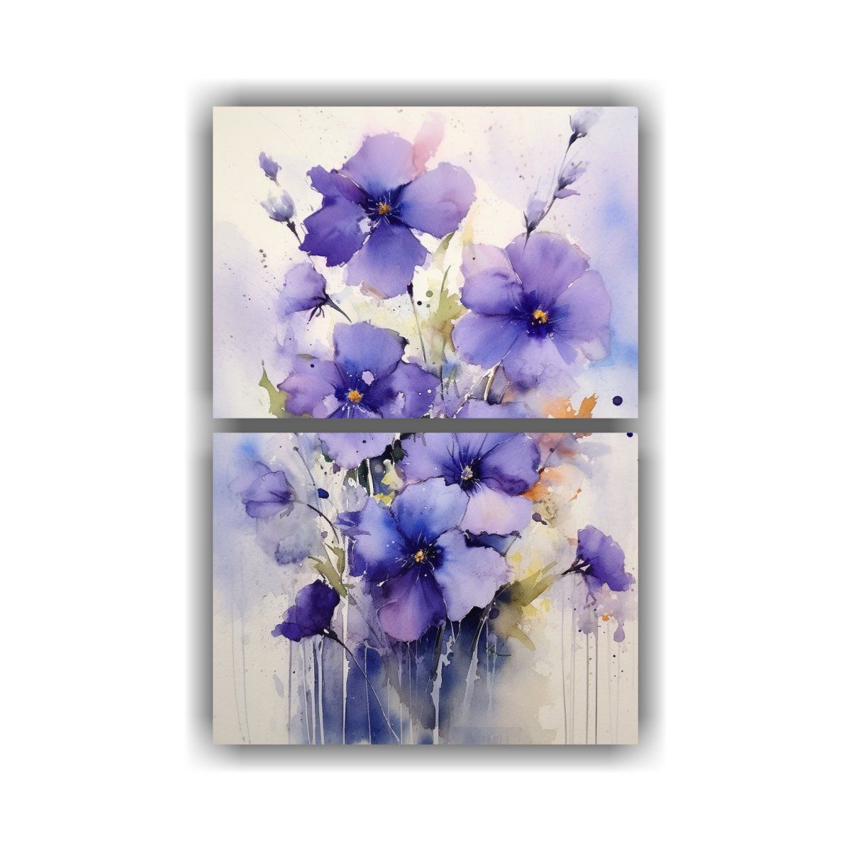 GENERICO - Pintura De Acuarela De Flores Moradas En Una 30x40 Cm