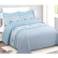 GENERICO - Cubrecama Quilt Verano 1.5 Plazas - Celeste Triángulo XF107