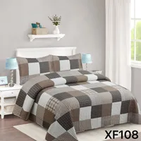 Cubrecama Quilt Verano 1.5 Plazas - Café Cuadrille XF108
