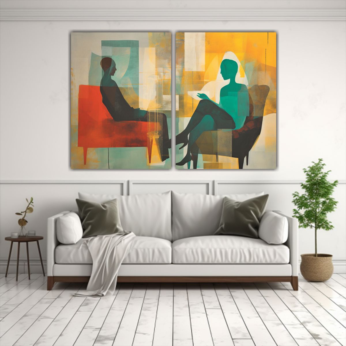 GENERICO - Pinturas De Lienzo Conceptual Pareja En Sofá 40x30 Cm