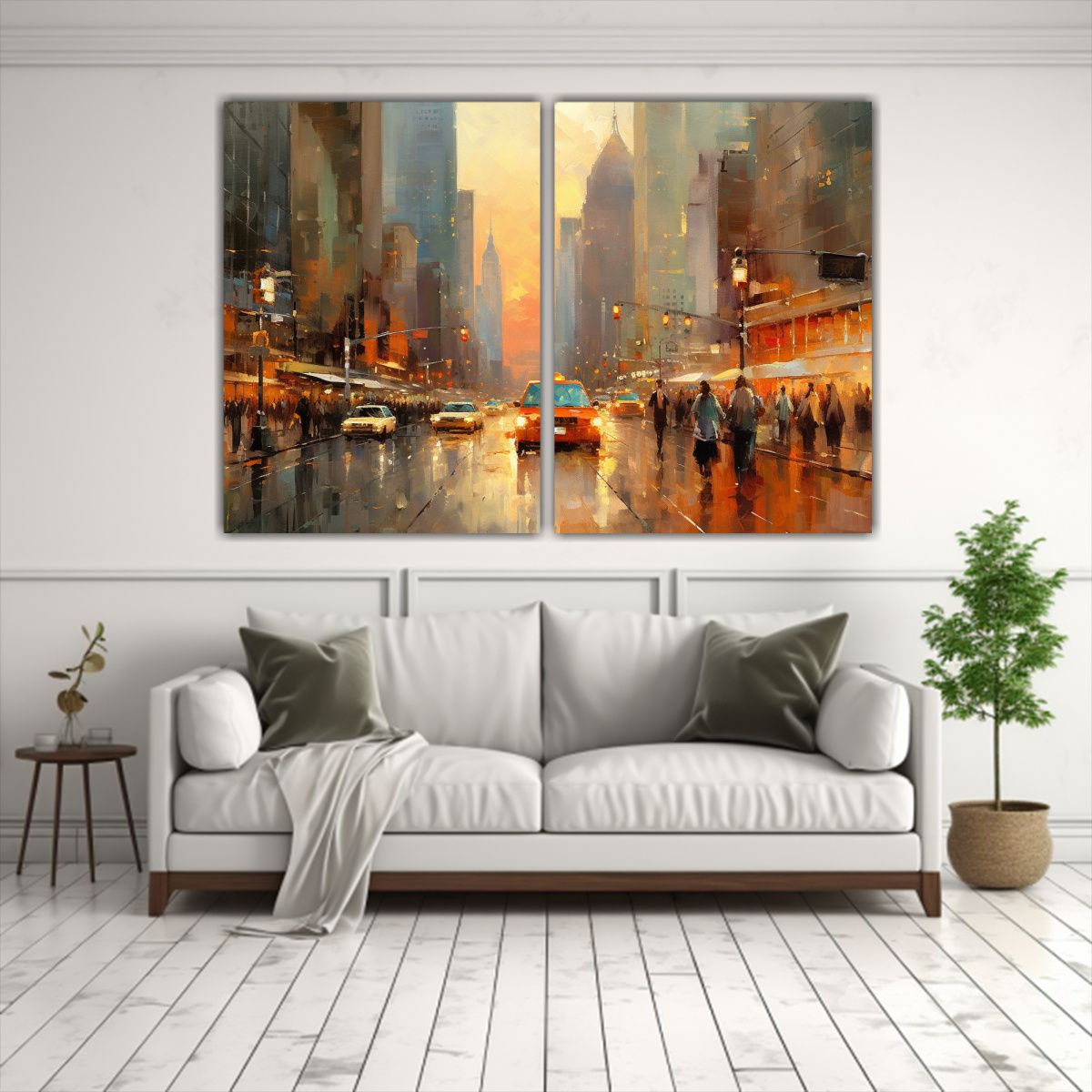 GENERICO - Pintura Urbana Abstracta En Tonos Suaves De Nueva 80x50 Cm