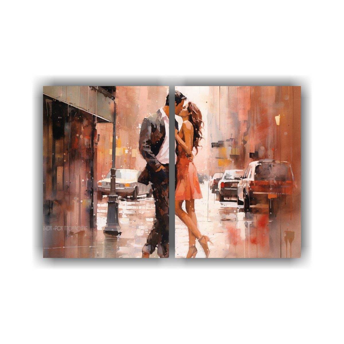 GENERICO - Pinturas Abstractas De Pareja Besándose En Rosa 40x30 Cm