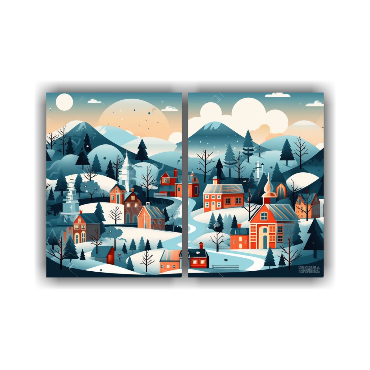 GENERICO - Cuadros De Naturaleza Invernal 2 Formas Finas De 80x60 Cm