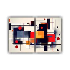 GENERICO - Cuadro Geométrico Estilo Pi Dos Telas En 80x50 Cm