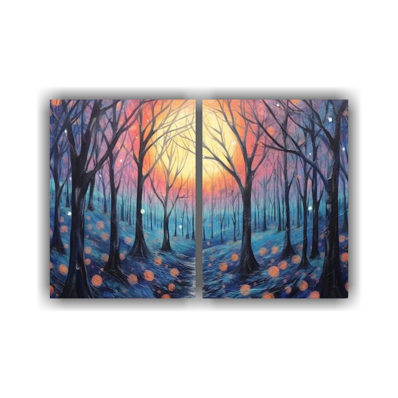 GENERICO - Pinturas Decorativas De Un Bosque Encantado Bajo 80x50 Cm