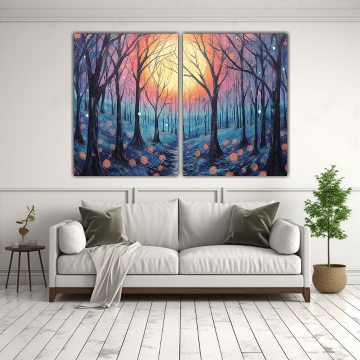 GENERICO - Pinturas Decorativas De Un Bosque Encantado Bajo 80x50 Cm