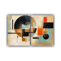 GENERICO - Pintura Acrílica Formas Wabi Sabi Naranja Oro 80x50 Cm