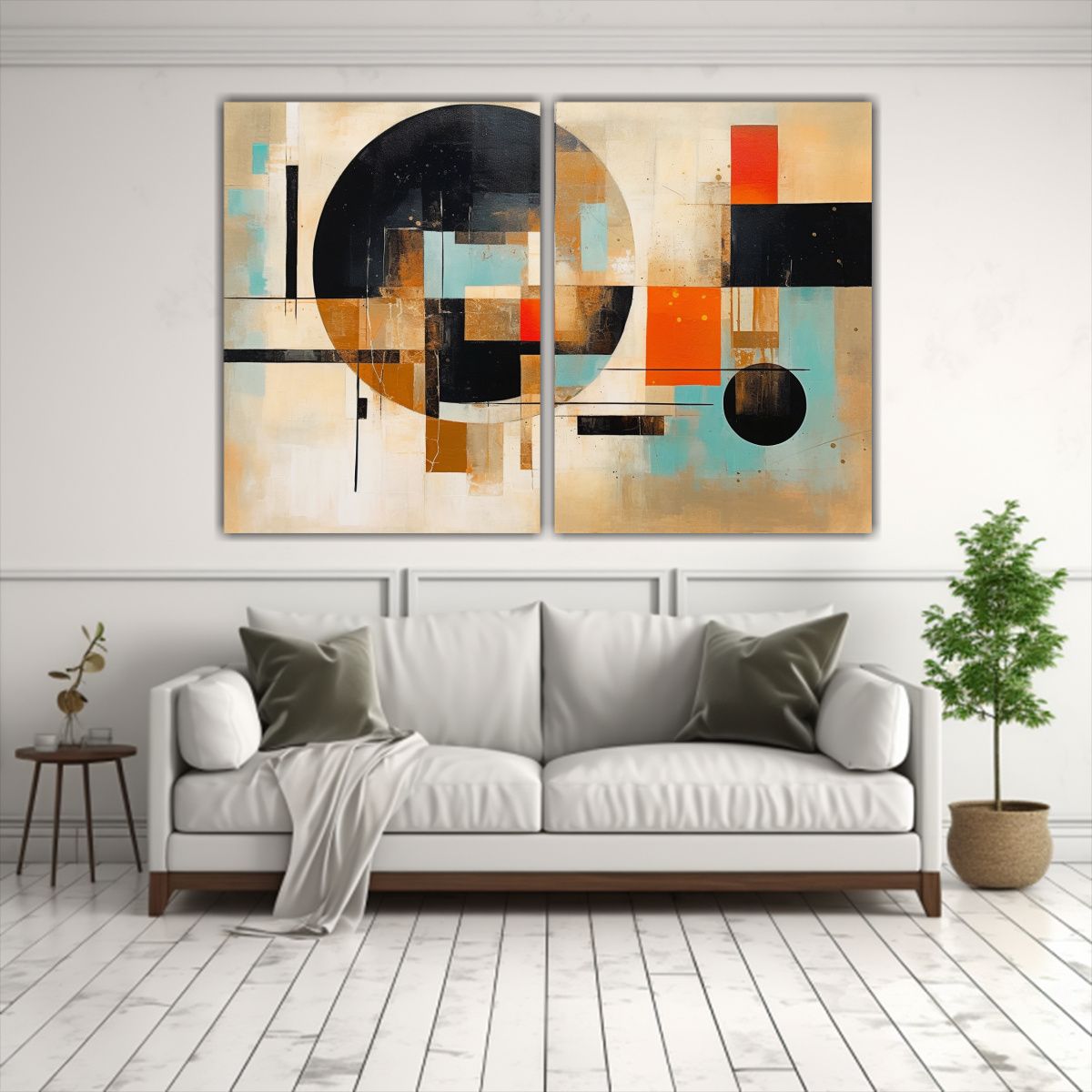 GENERICO - Pintura Acrílica Formas Wabi Sabi Naranja Oro 80x50 Cm