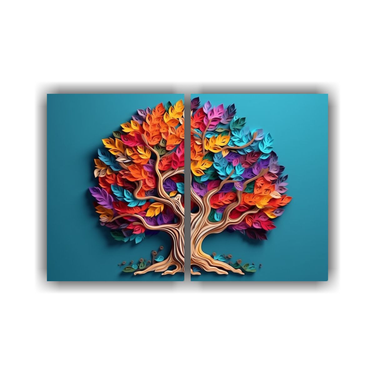 GENERICO - Cuadros Originales Con árbol Colorido Y 40x30 Cm