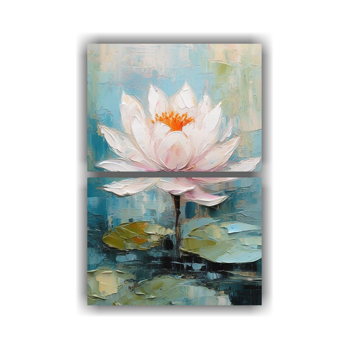 GENERICO - Conjunto 2 Artes Dibujo Mural Flor De Loto 30x40 Cm