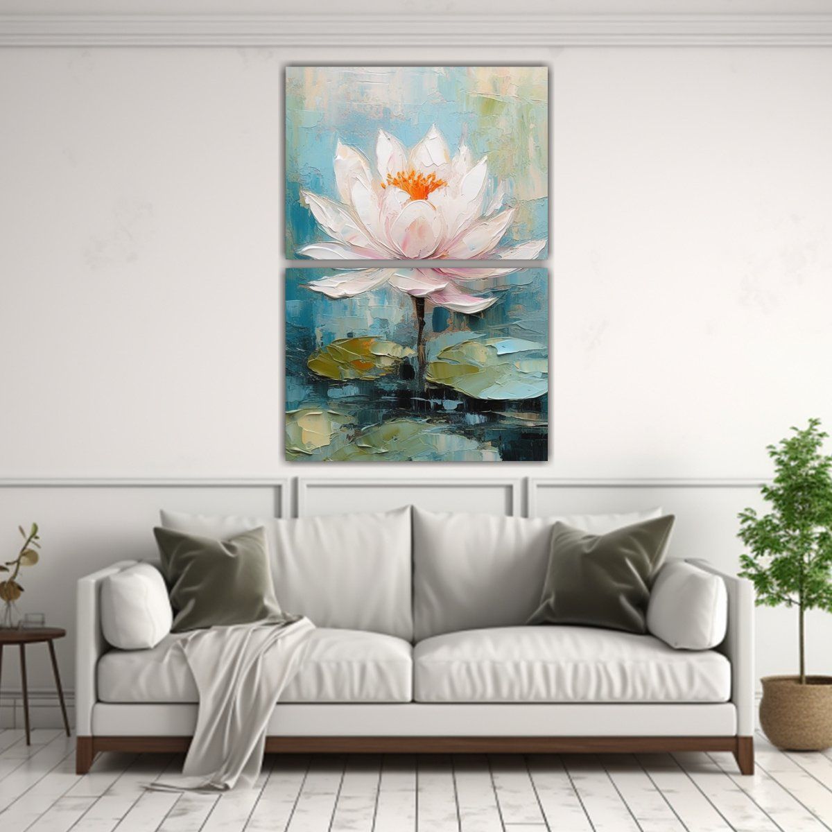 GENERICO - Conjunto 2 Artes Dibujo Mural Flor De Loto 30x40 Cm