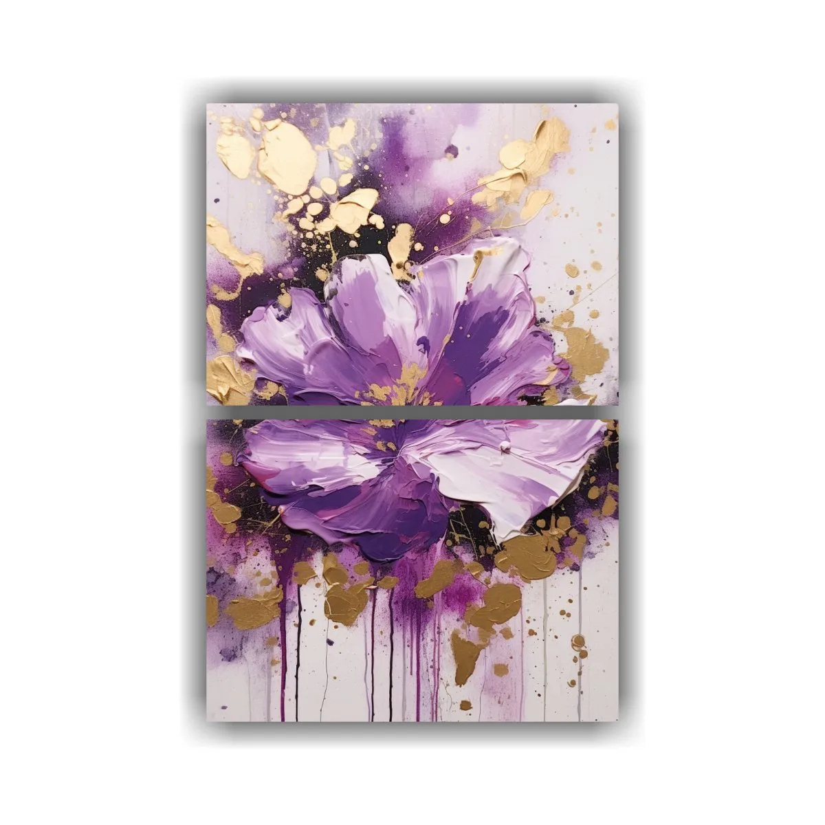 GENERICO - Cuadro Inspirador Flores Moradas Con Salpicaduras 30x40 Cm