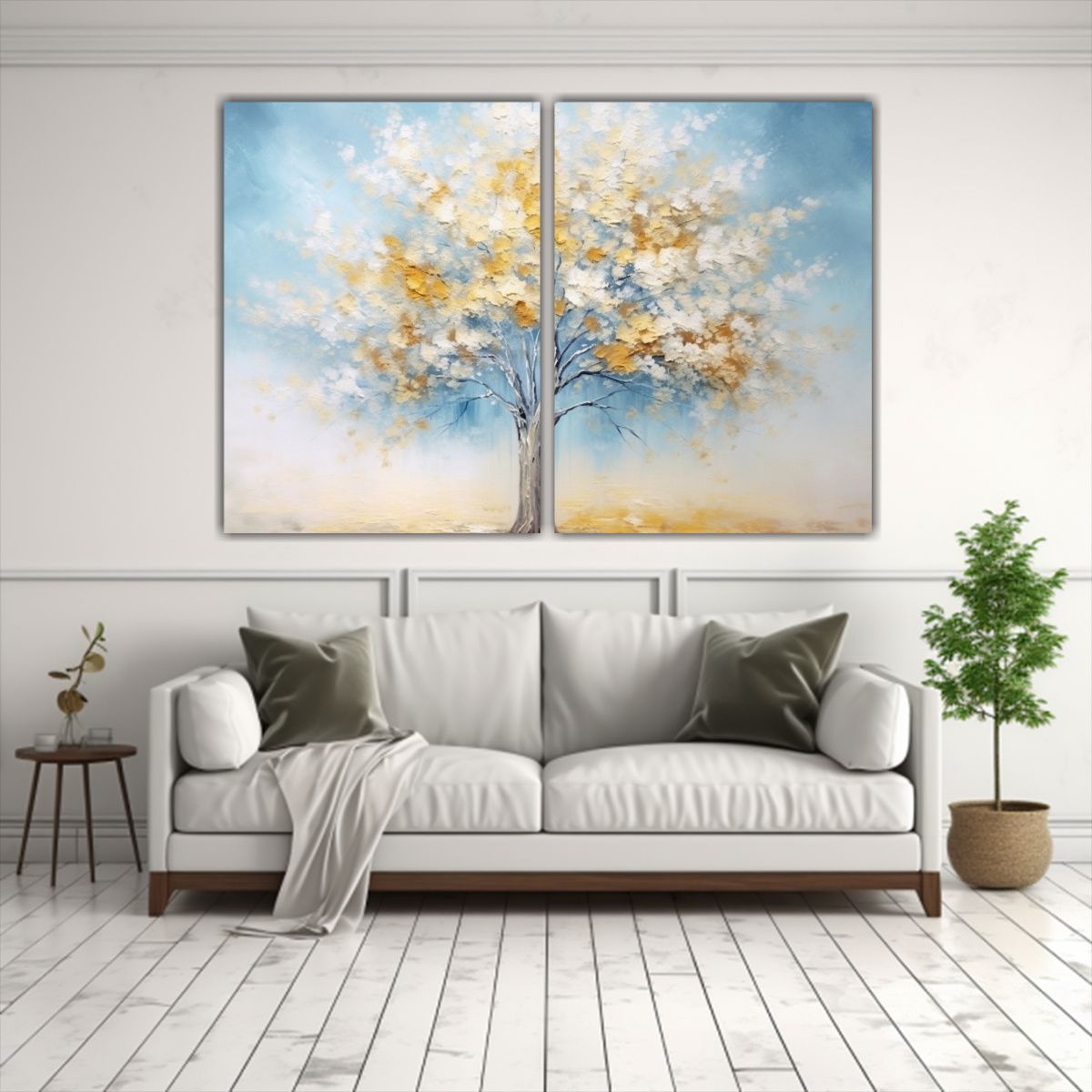 GENERICO - Pintura Cuadro Vanguardia Árbol Azul Con Hojas 80x60 Cm