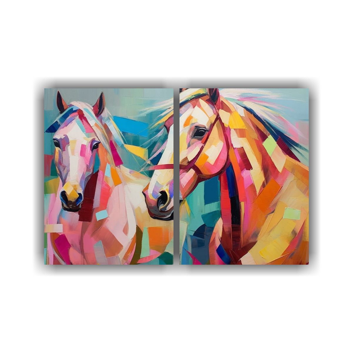 GENERICO - Pinturas Abstractas De Caballos En Paisaje 40x30 Cm