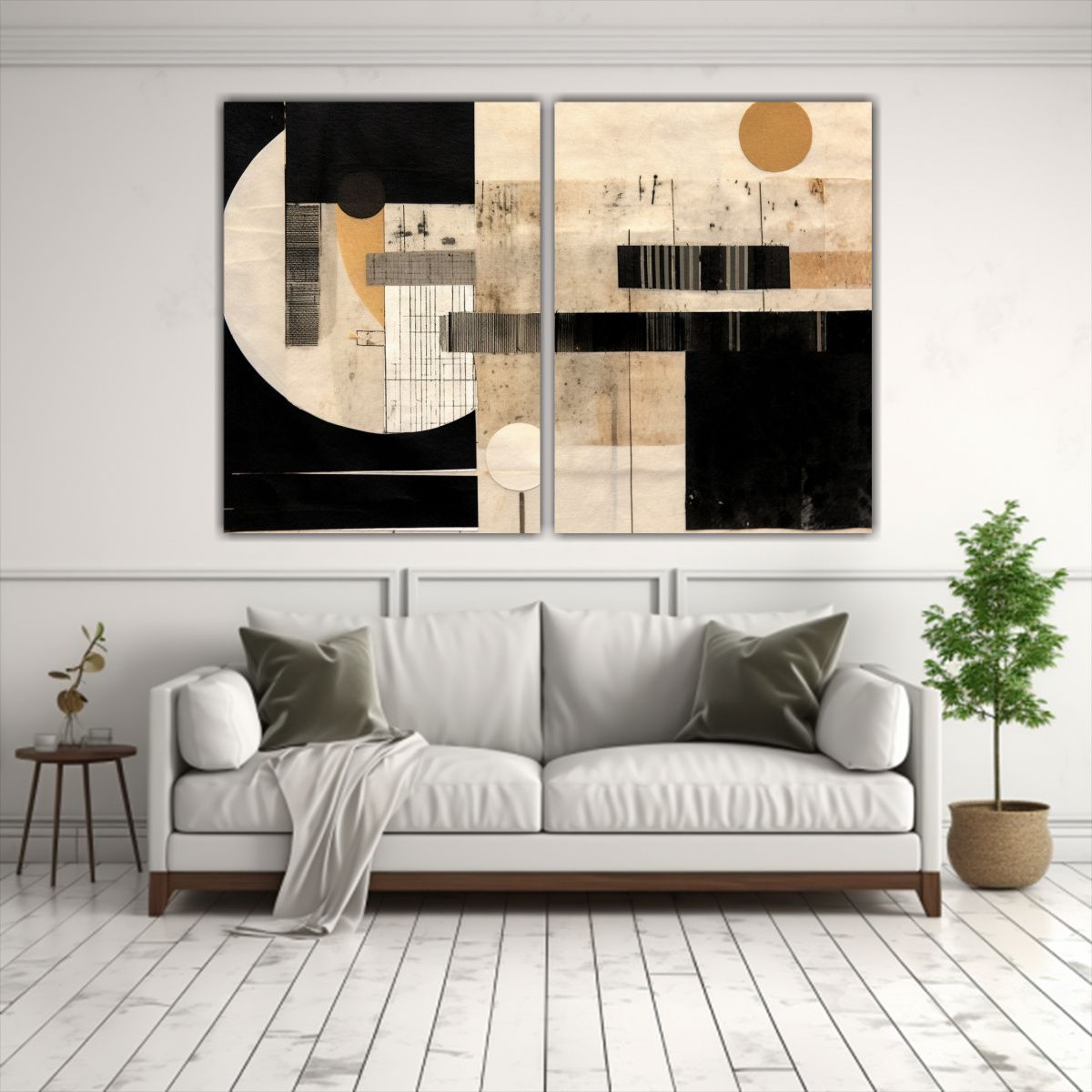 GENERICO - Pinturas Decorativas En Negro Blanco Y Beige Con 80x50 Cm