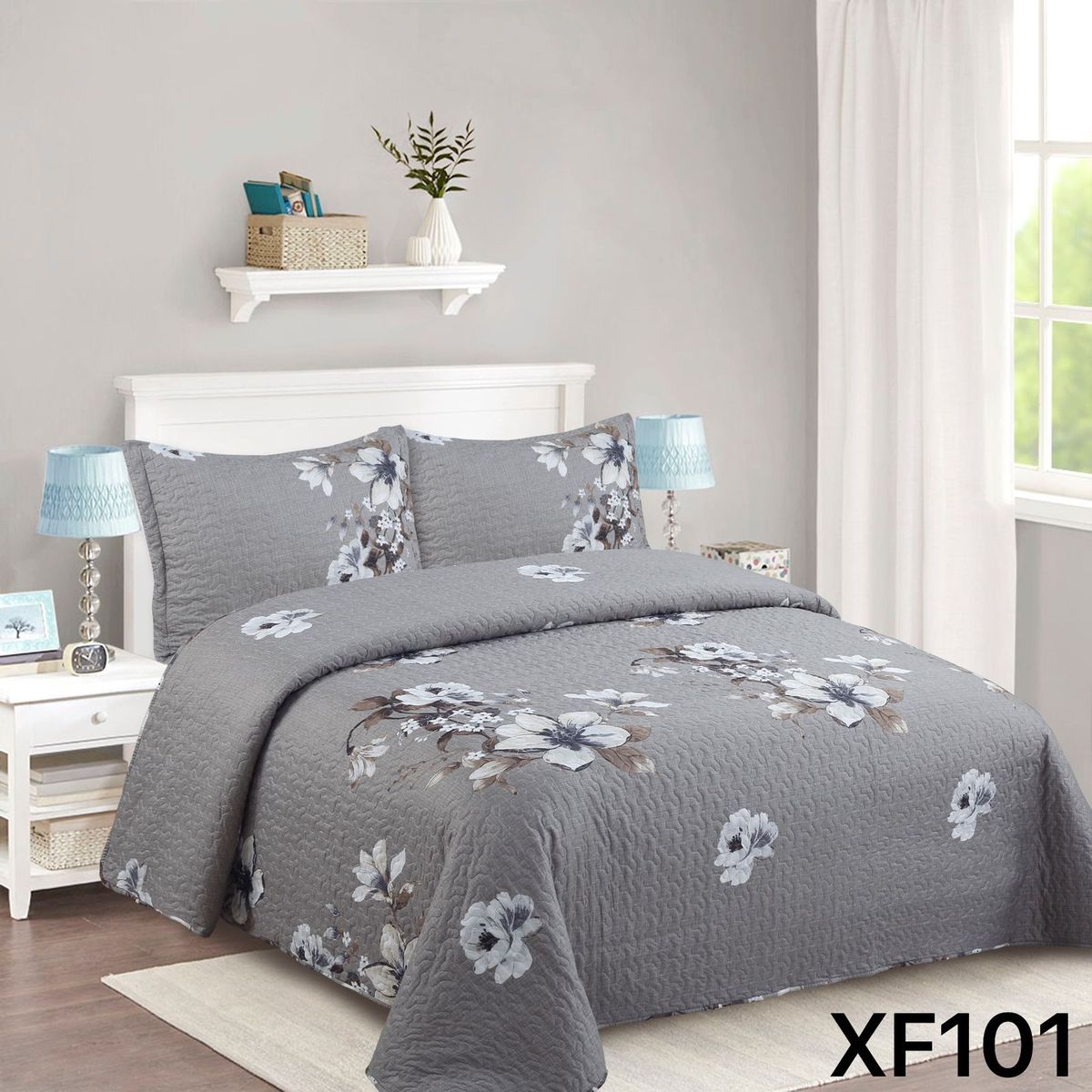 GENERICO - Cubrecama Quilt Verano 2 Plazas - Catrina Rosas XF101