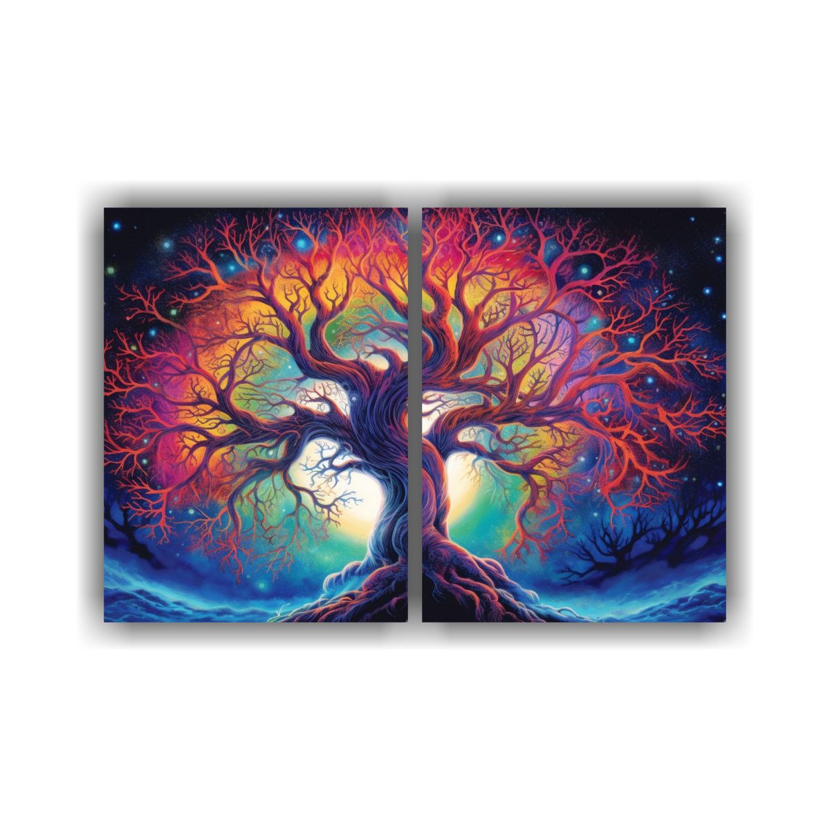 GENERICO - Cuadro Moderno Escena Árbol De La Vida Abraza 80x50 Cm