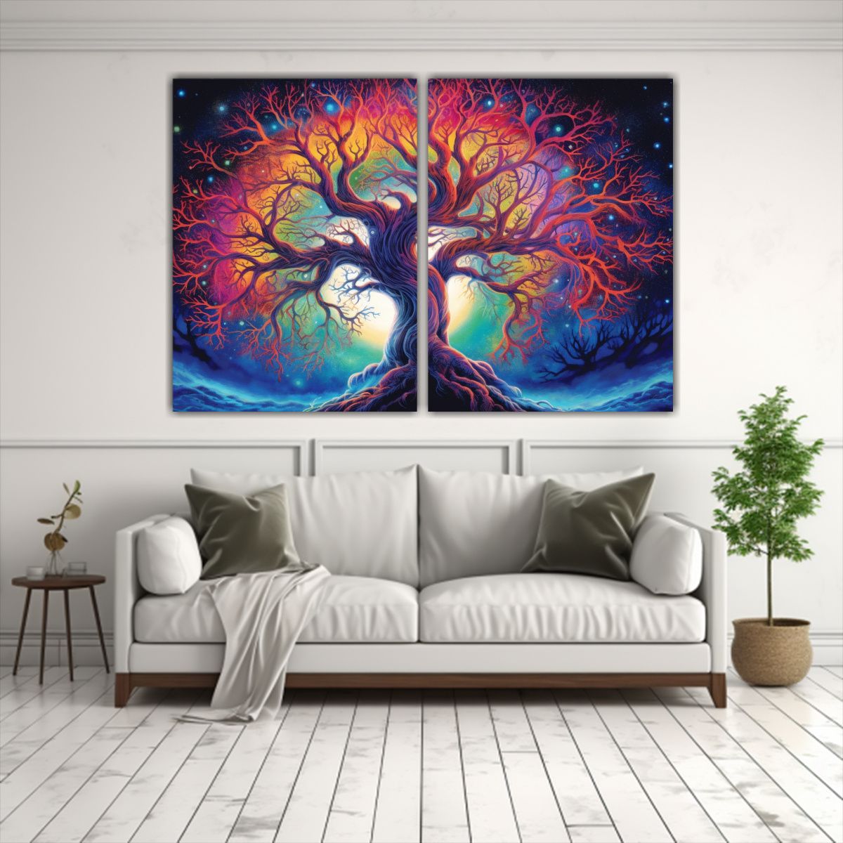 GENERICO - Cuadro Moderno Escena Árbol De La Vida Abraza 80x50 Cm