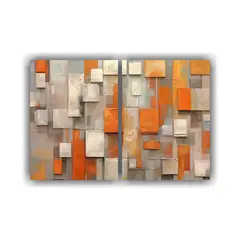 GENERICO - Cuadro Cuadrado Con Azulejos Naranjas Marrones Y 80x50 Cm
