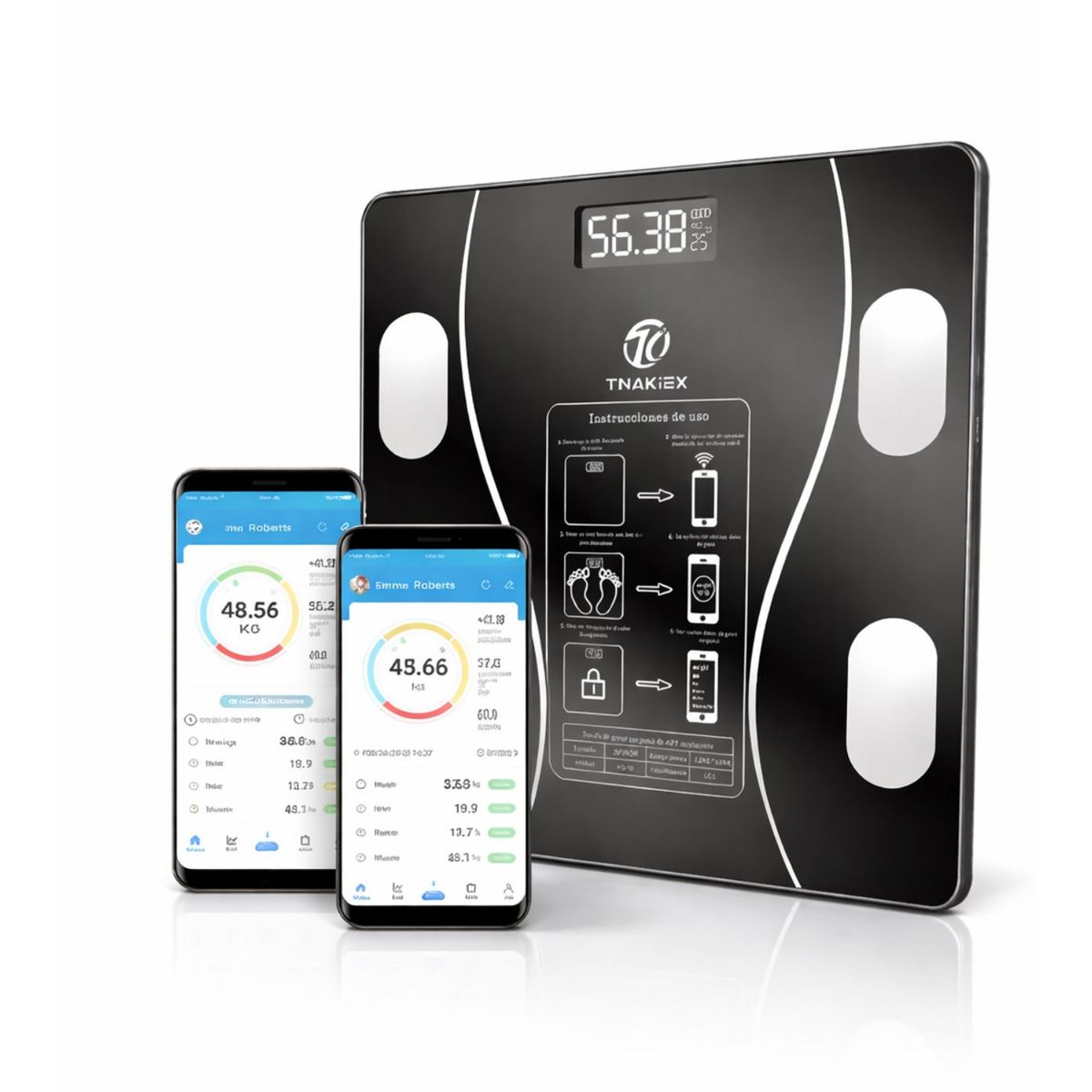 GENERICO - Balanza Digital Inteligente Bluetooth 180 Kg  Medidor De Grasa Corporal IMC Masa Muscular