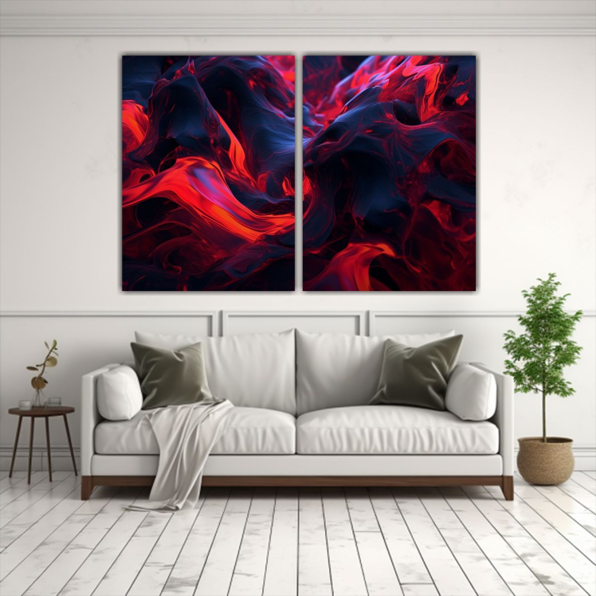 GENERICO - Pintura Decorativa Abstracta En Lienzo Rojo 80x50 Cm