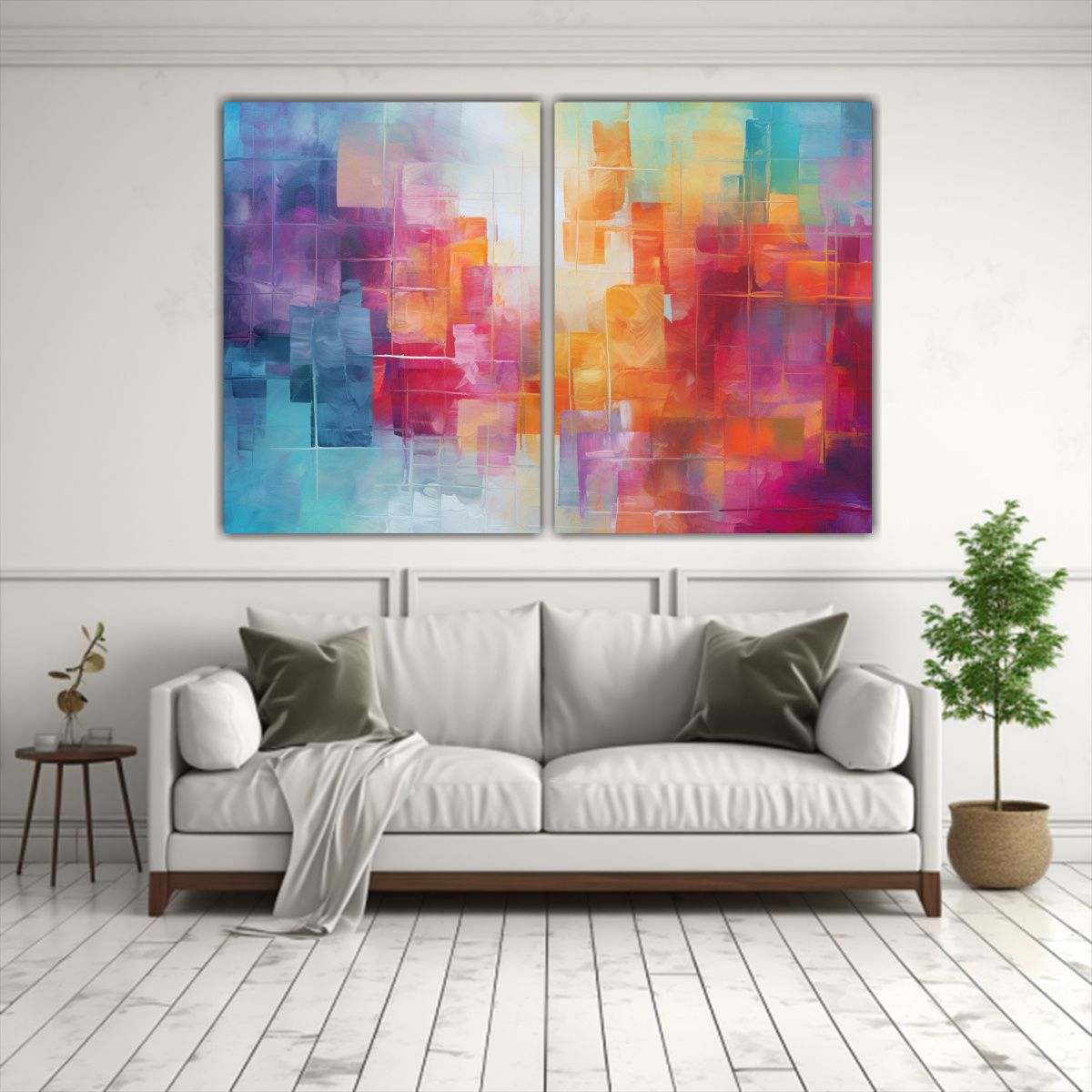 GENERICO - Cuadros Abstractos En Bastidor Horizontal Deco 80x50 Cm