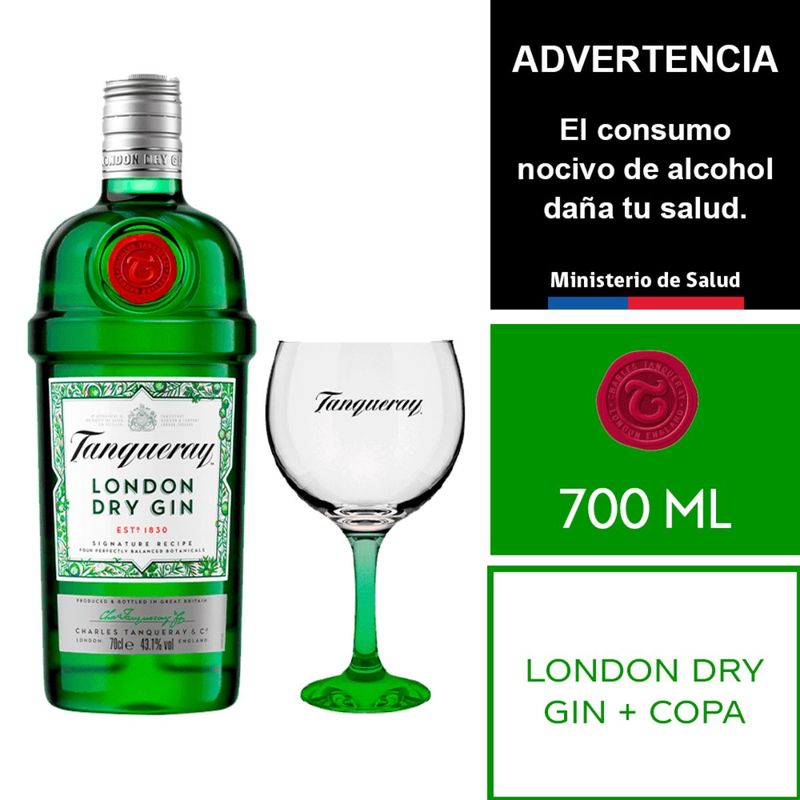 TANQUERAY - Gin Tanquearay Con Copa De Regalo Dry Gin