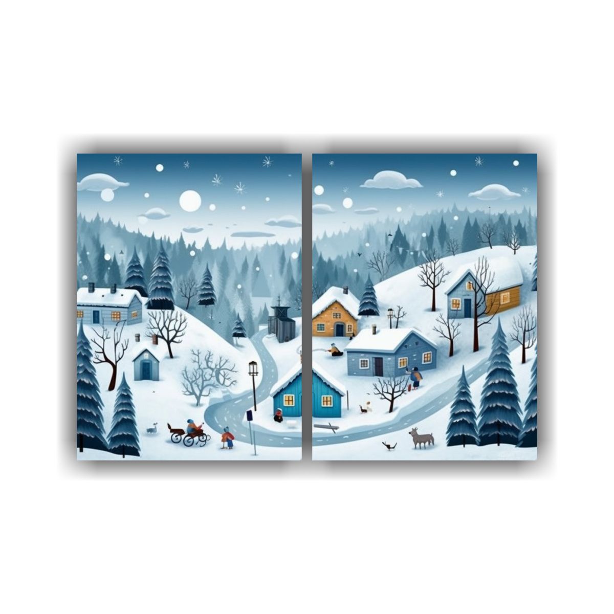 GENERICO - Cuadros Conceptuales De Calles Invernales Con 80x50 Cm