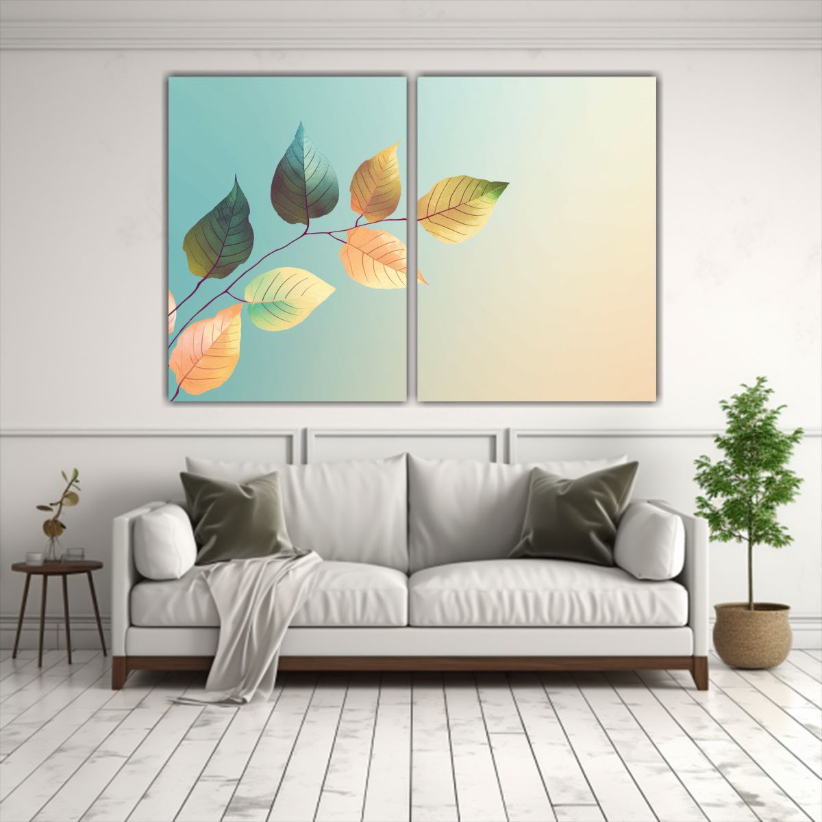 GENERICO - Cuadro De Hojas En Estilo Pixar Sobre Fondo 80x60 Cm