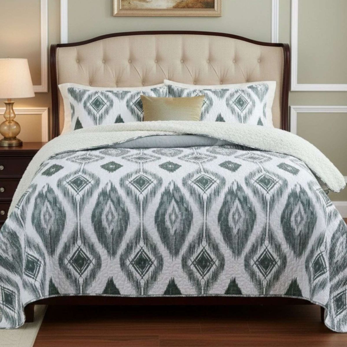 GENERICO - CUBRECAMA QUILT CON SHERPA KING 250 X 270 CM