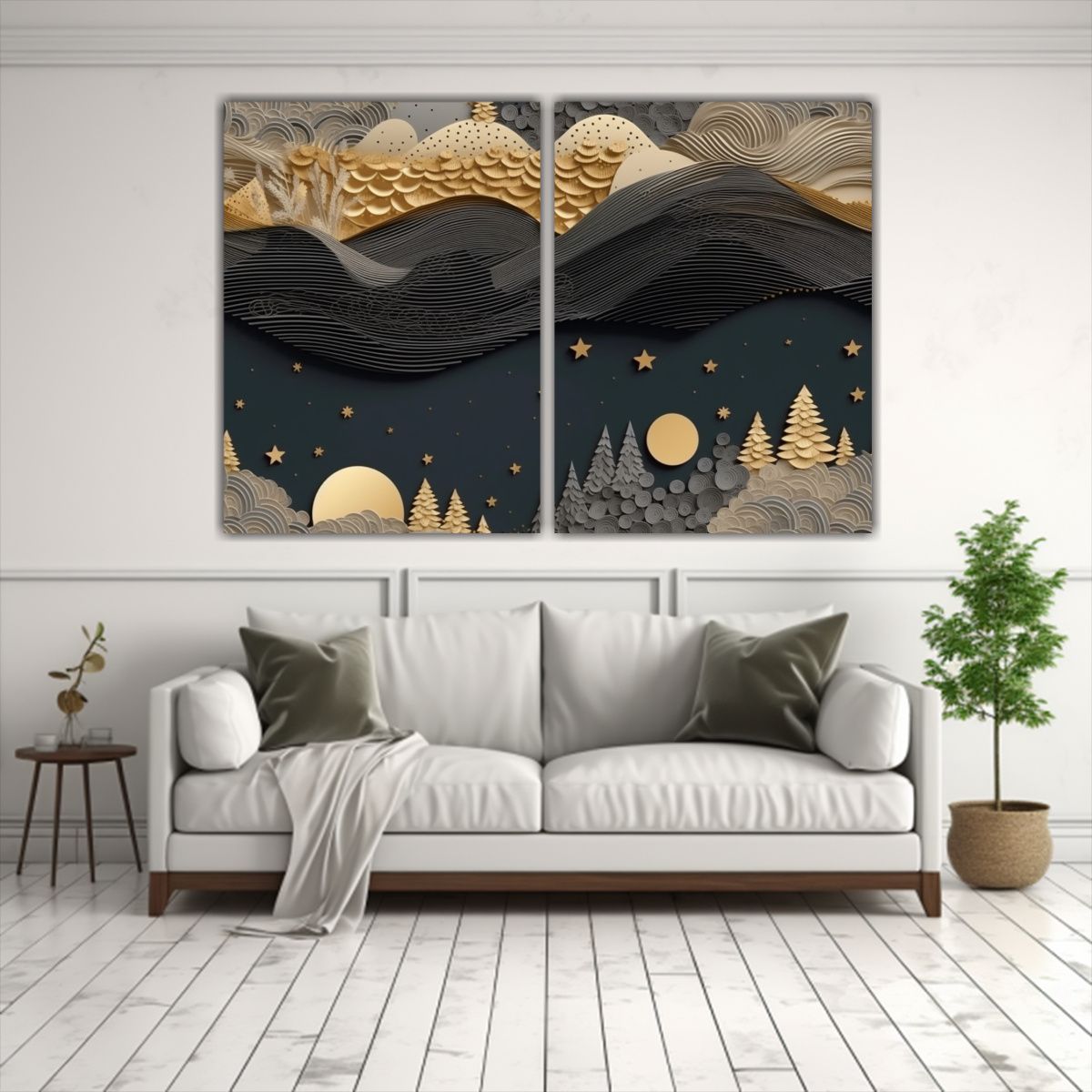 GENERICO - Pintura En Lienzo Con Líneas Finas Estilo Arte 80x50 Cm