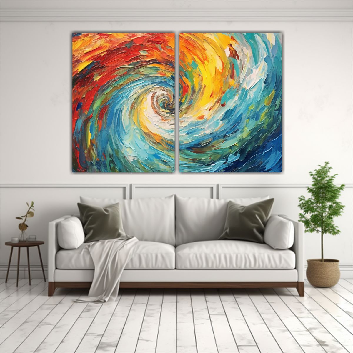 GENERICO - Pintura Abstracta Colorida Con Remolino De 80x50 Cm