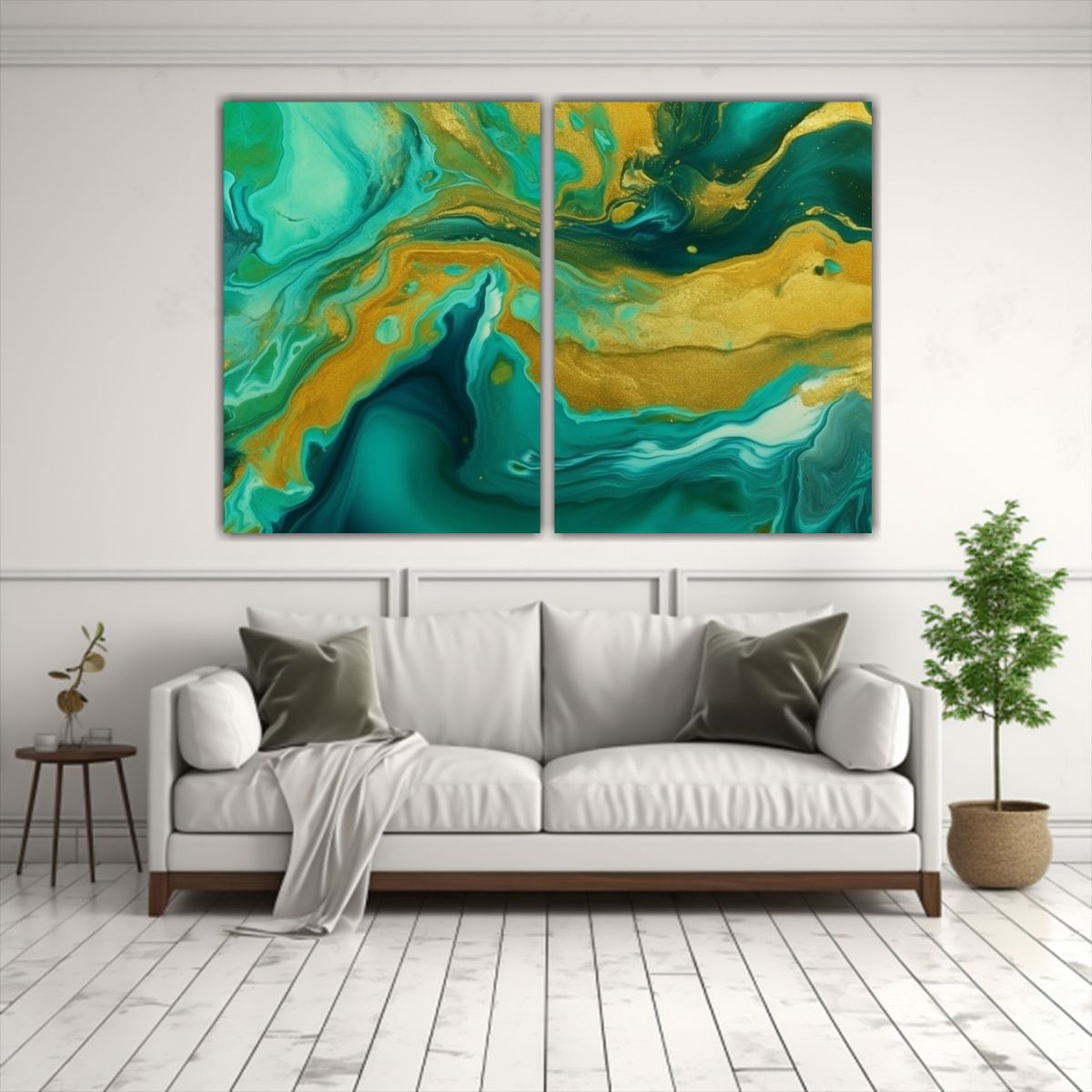 GENERICO - Fondo Acuarela Verde Pintado Con Pincel Para 80x60 Cm