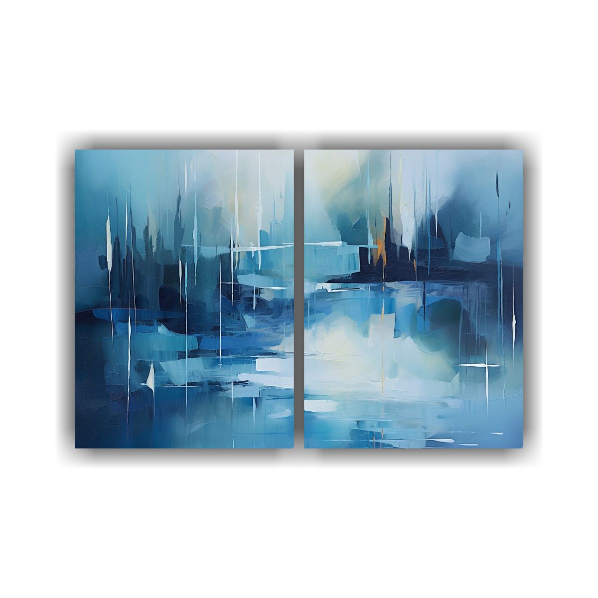 GENERICO - Pinturas De Paisaje Abstracto Simétrico En Azul 80x50 Cm