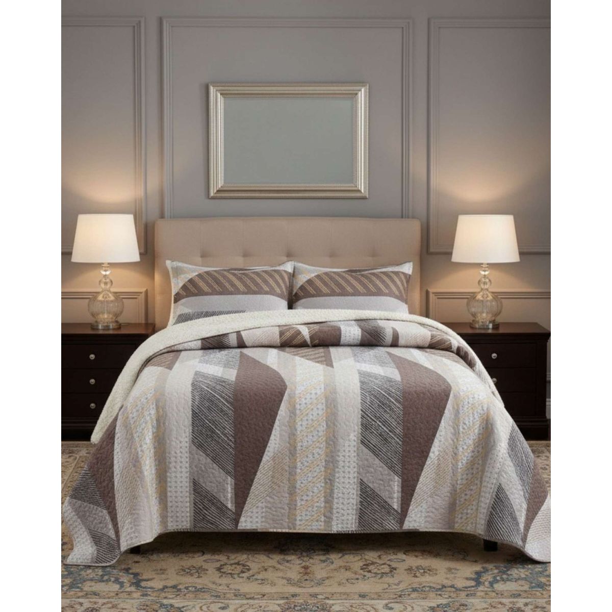 GENERICO - CUBRECAMA QUILT SHERPA PLAZA Y MEDIA 180 X 230 CM