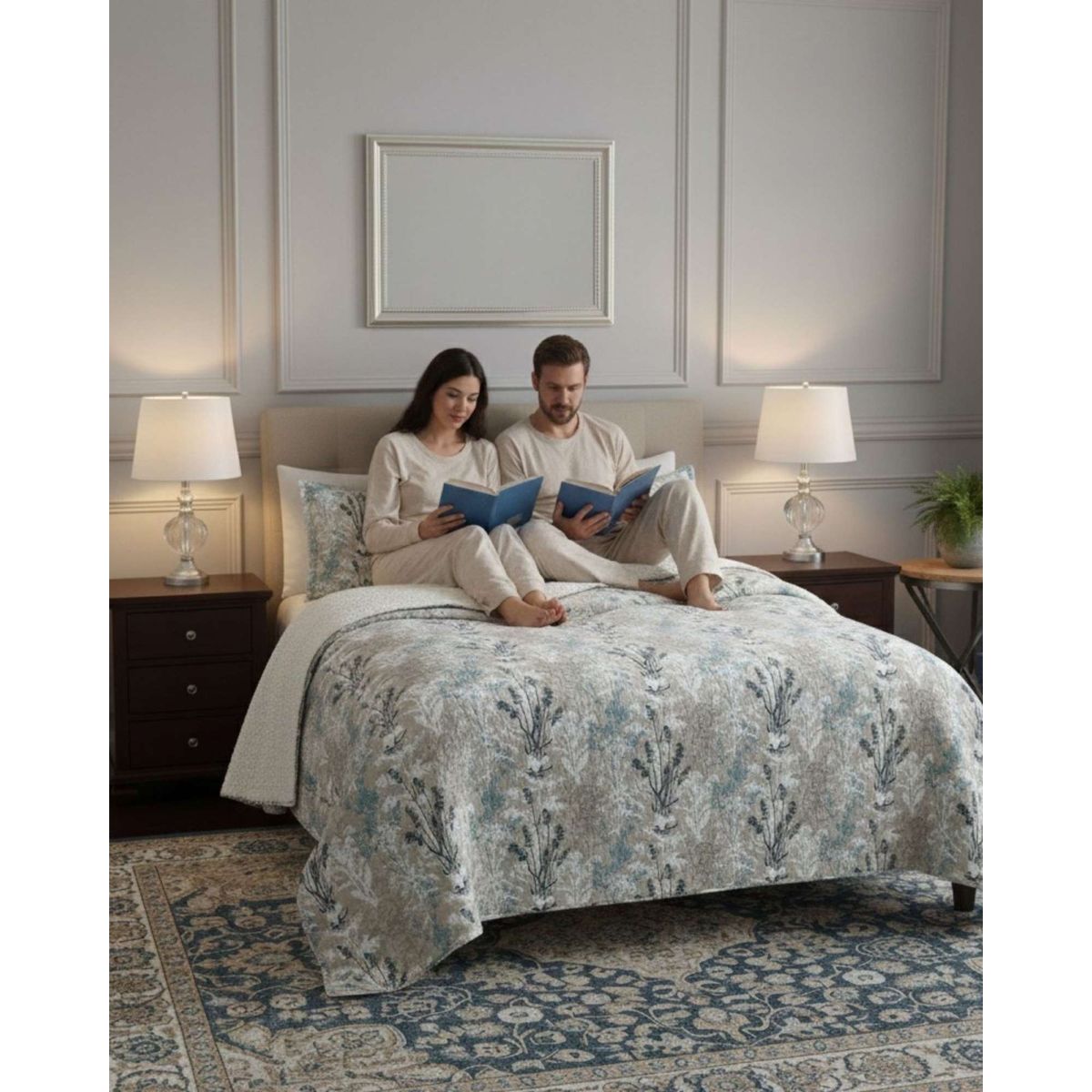 GENERICO - CUBRECAMA QUILT CON SHERPA 2 PLAZA 230 CM X 250 CM