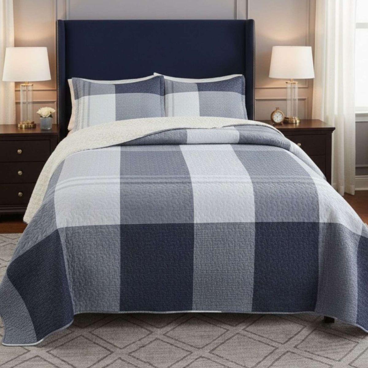 GENERICO - CUBRECAMA QUILT CON SHERPA 2 PLAZA 230 CM X 250 CM