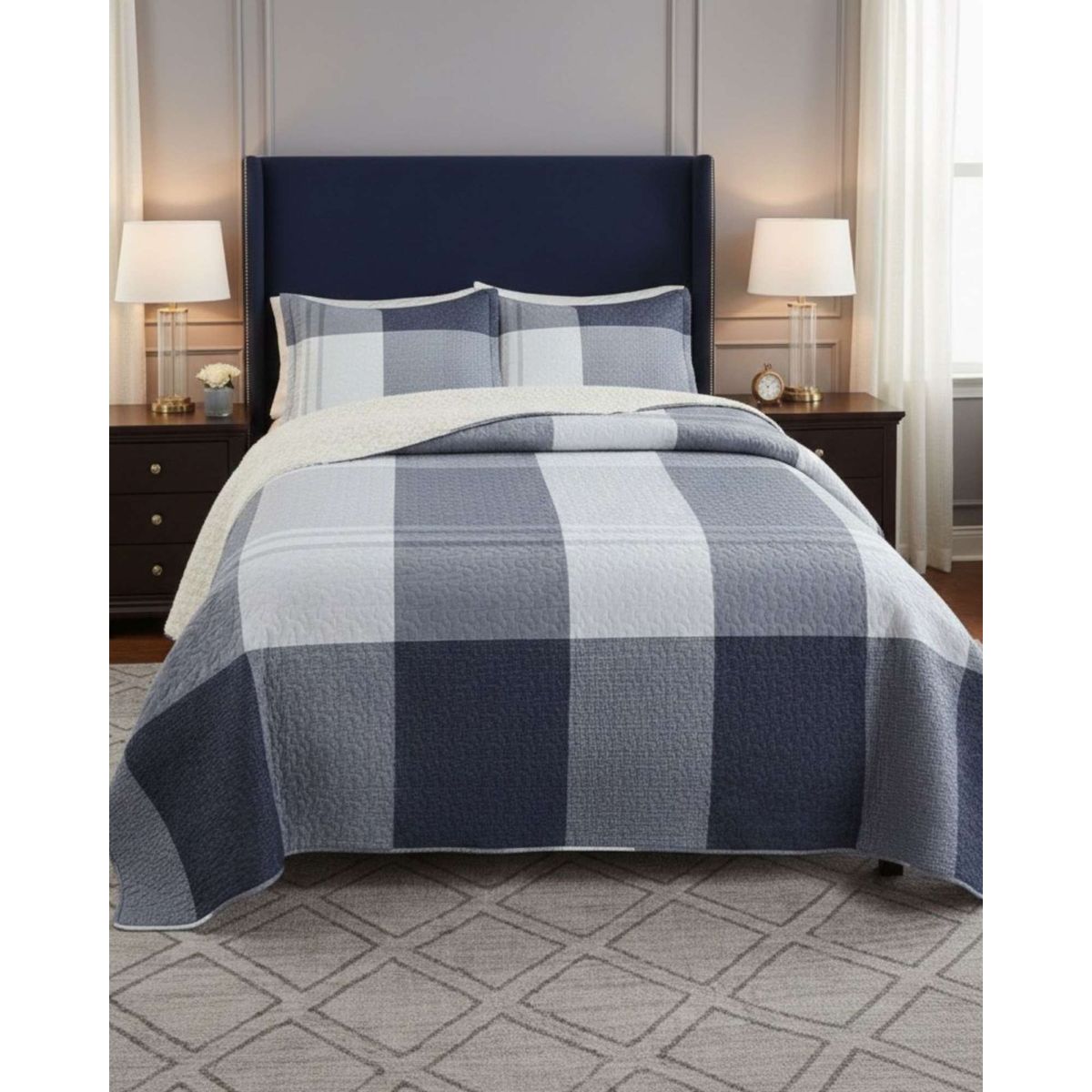 GENERICO - CUBRECAMA QUILT CON SHERPA 2 PLAZA 230 CM X 250 CM