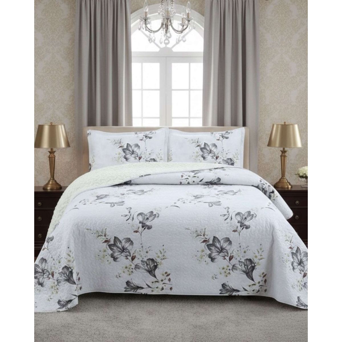 GENERICO - CUBRECAMA QUILT CON SHERPA KING 250 X 270 CM